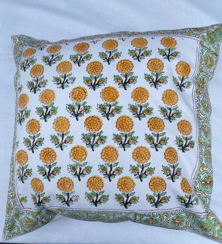 Pila Buta handcrafted block print cushion covers - set of 2 - Yellow