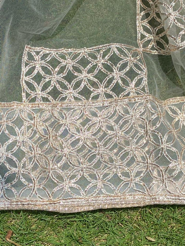 Noor Net dupatta with Gota Work - White