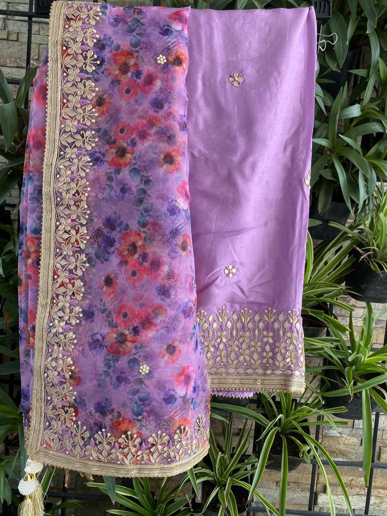 Buy Chinon Purple Embroidered Pant Style Suit Online : Indian Ethnic Wear -  Salwar