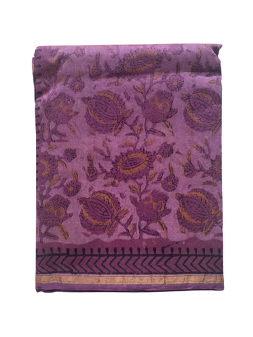 Ajrakh drapes chanderi cotton silk saree - Purple